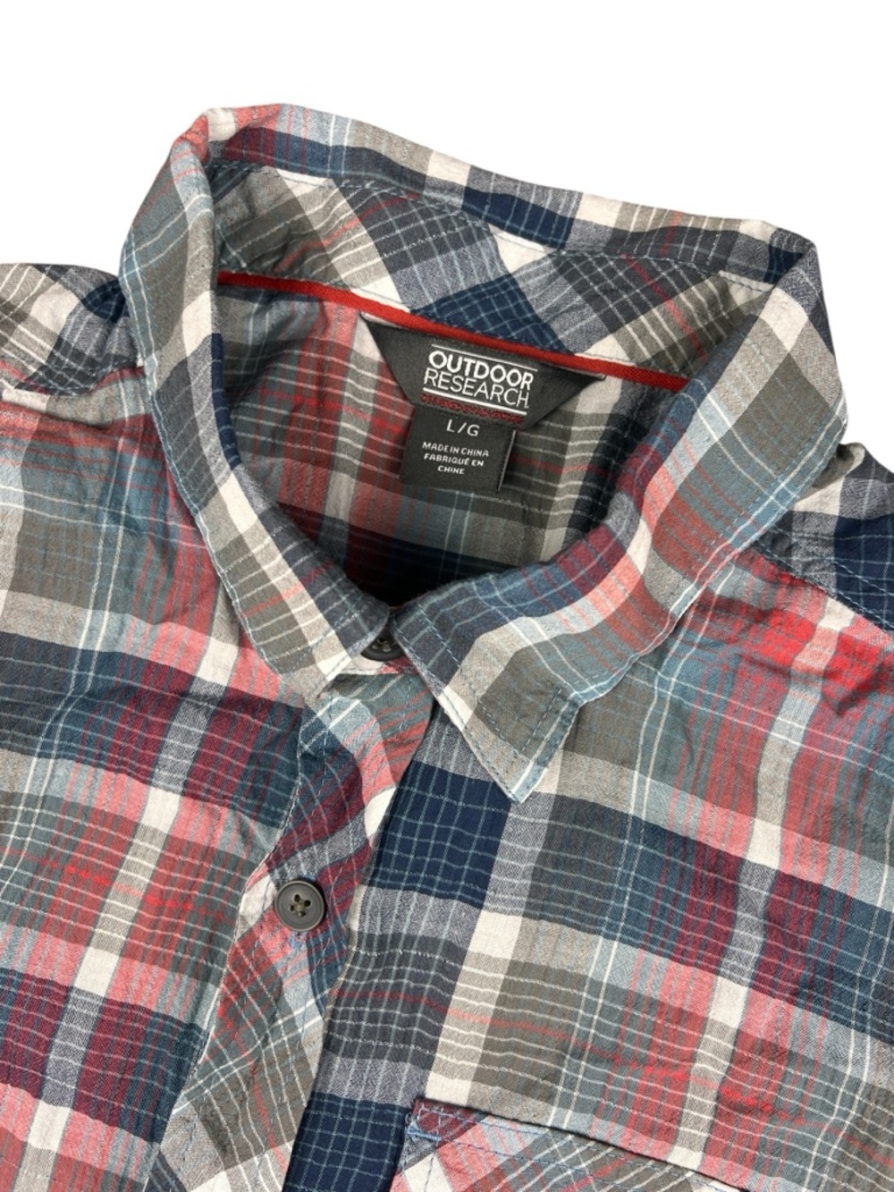 Outdoor Research Jinx Shirt Mens Large Plaid Short Sleeve Button Up Lightweight